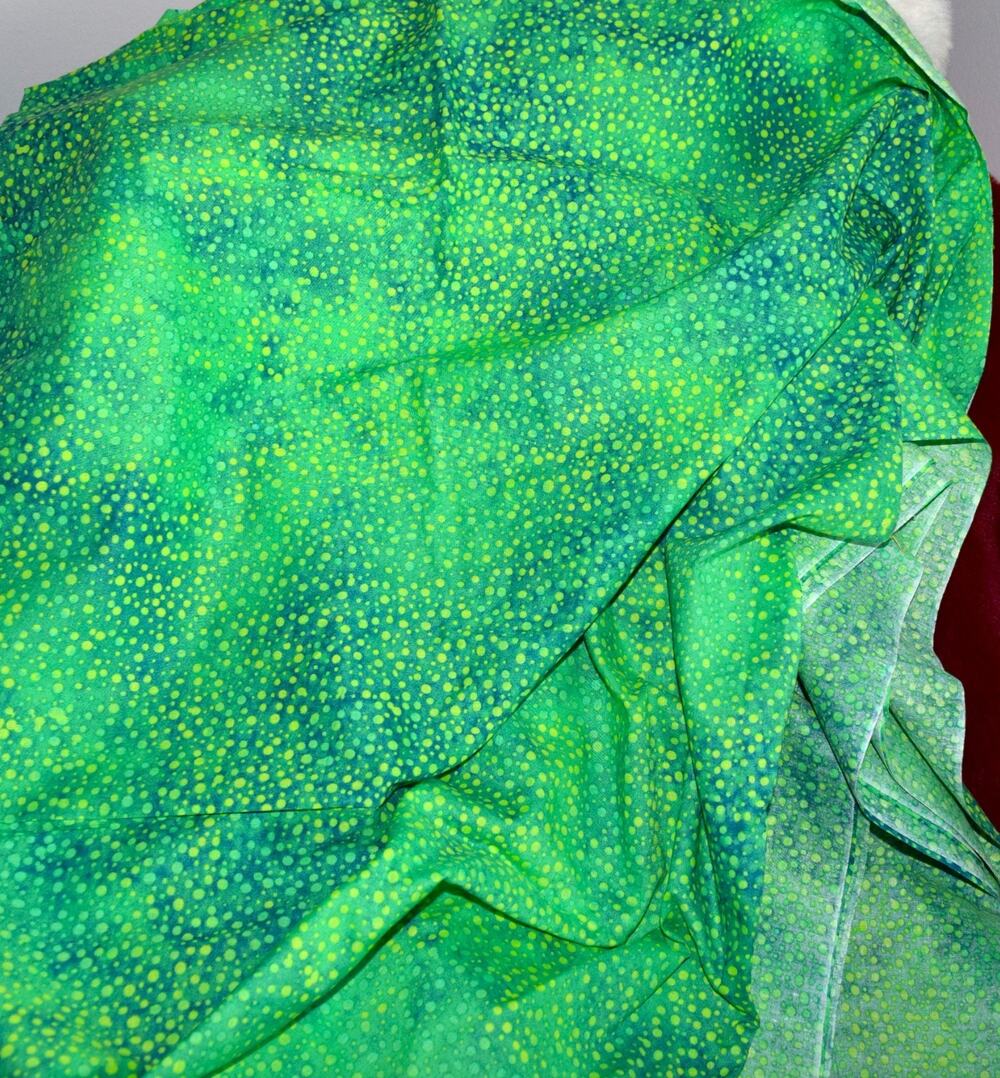 Vintage Cotton Fabric Green Lime Dot Print 5 Yards 4" x 42" Sewing Quilting